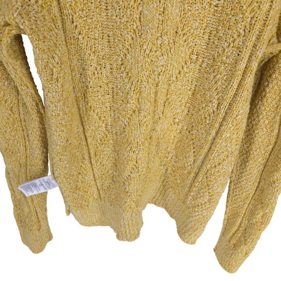 Banana Republic Cable-Knit Crewneck Sweater Marled Yellow Preppy Cheery Cotton M - Picture 11 of 16